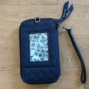 Vera Bradley Navy and Light Blue Floral Phone Wristlet